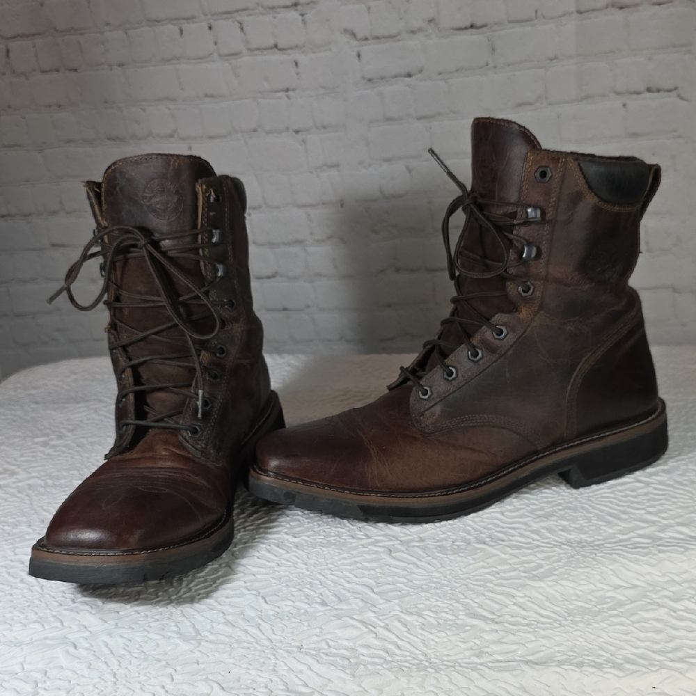 Justin Original Workboots Stampede Pulley Soft Toe‎ 8” Lace-Up | Size 12D
